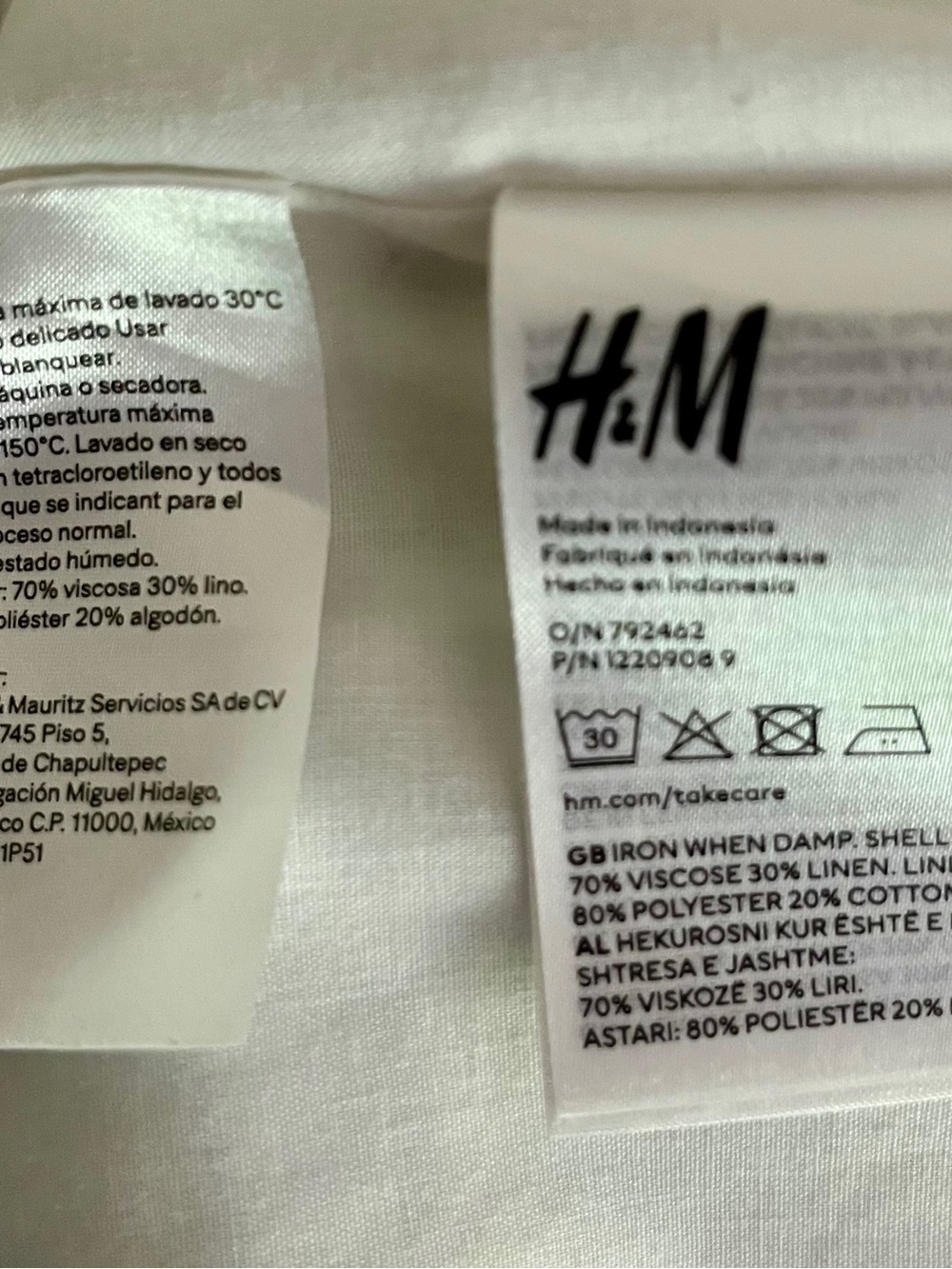 H&M Linen Blend Dress with Blue and White Toile Floral Print - Picture 7 of 7